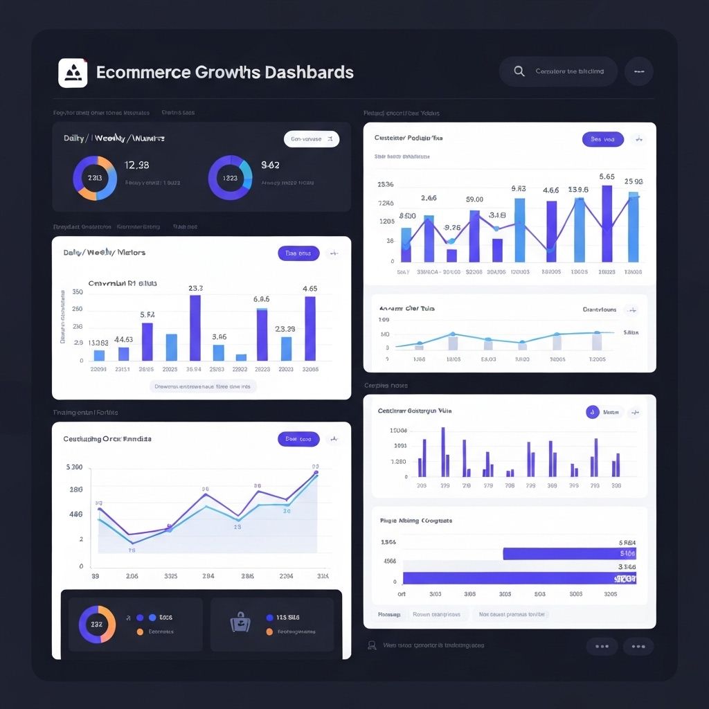 Ecommerce SEO Consultant metrics dashboard showing growth